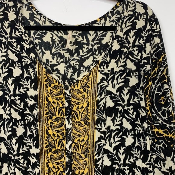 Free People "Resort" Oversized Romper Black Multi - Picture 4 of 5